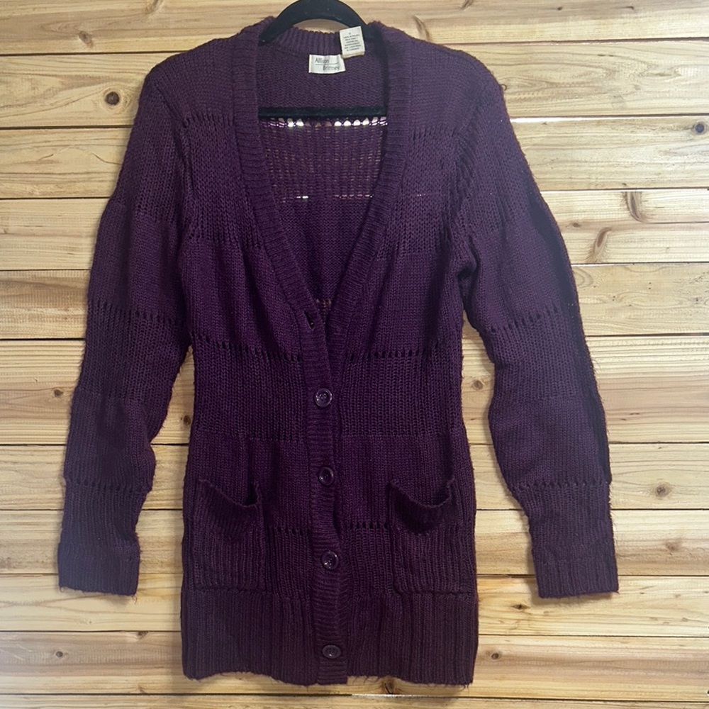 Allison Brittney Purple V-Neck Cardigan Sweater